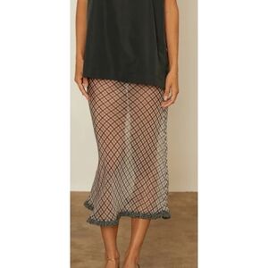 Ciao Lucia Valeria Plaid Organza Midi Skirt XXS